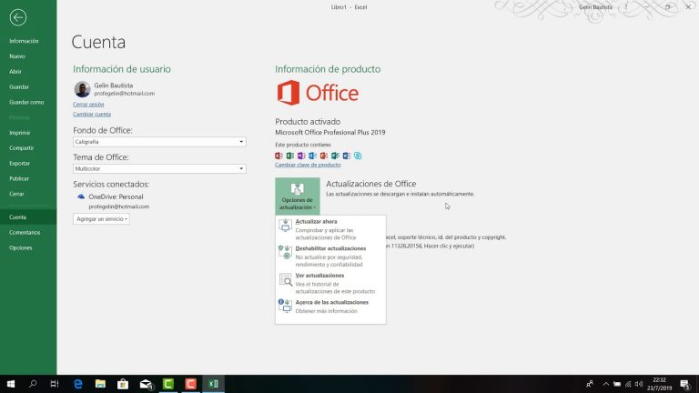 ¿Cómo actualizar Office 2022 en Windows 10?